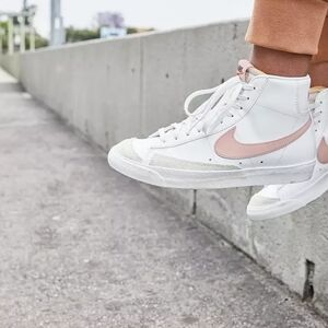 Nike Women's Blazer Mid 77 White and Pink Sneakers